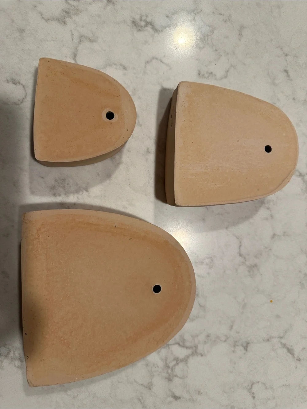 Neutral Tan/blush pink Ceramic Wall decor Trio - Set of 3